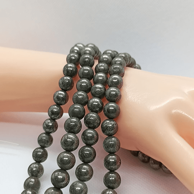 Pyrite Perles Rondes Polies - Fil Complet