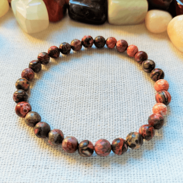 Jaspe Léopard / Bracelet Boules de 6 mm / Rondes et Polies en Pierres Naturelles