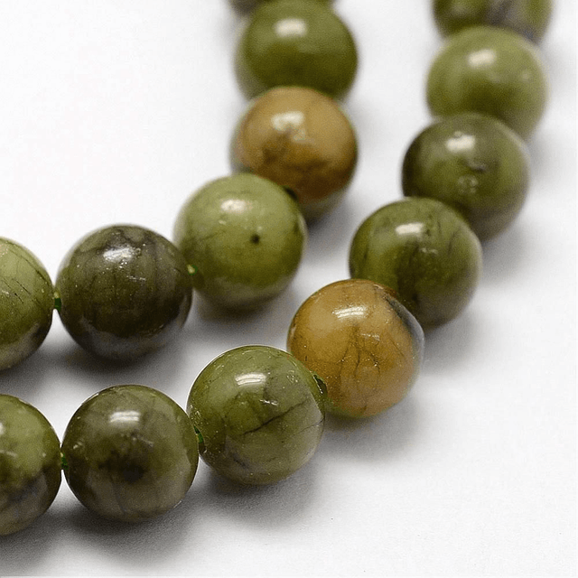 Jade Vert Perles Rondes Polies - A l'unité
