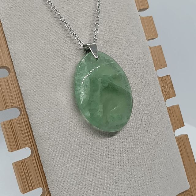 Fluorine Verte / Pendentif Ovale / Pierre Plate