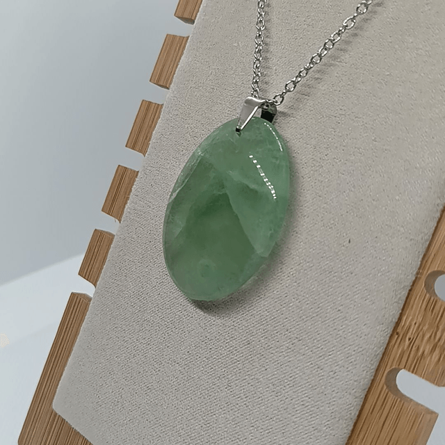 Fluorine Verte / Pendentif Ovale / Pierre Plate