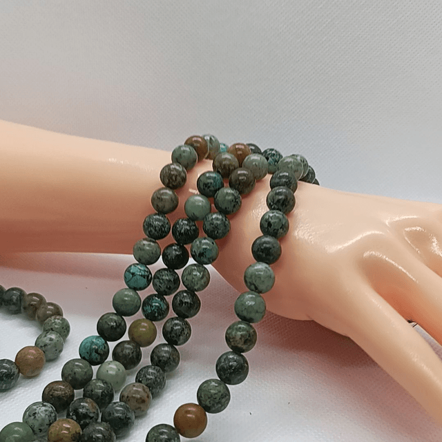 Turquoise Africaine Perles Rondes Polies - Fil Complet