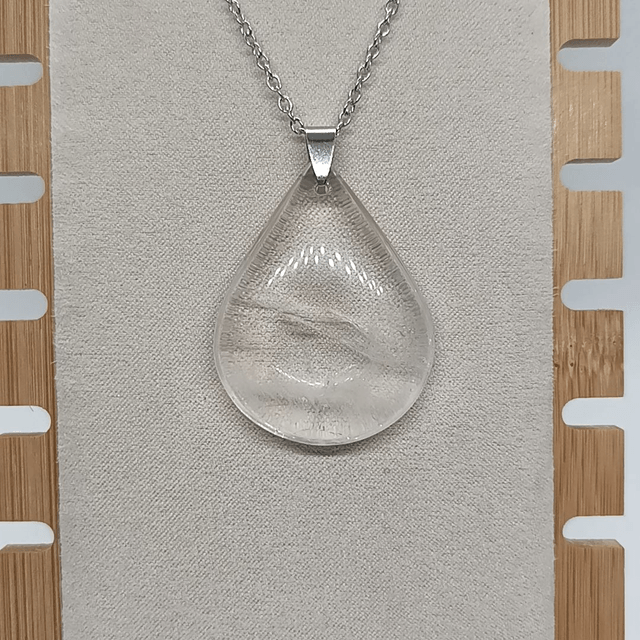 Cristal de Roche / Pendentif Goutte / Pierre Plate 