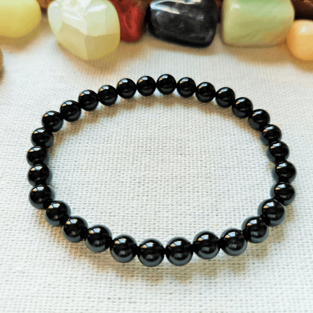 Tourmaline Noire / Bracelet Boules de 6 mm / Rondes et Polies en Pierres Naturelles