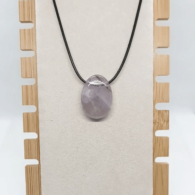 Améthyste Rubanée de Malawi / Pendentif Ovale / Pierre Naturelle Percée Latéralement