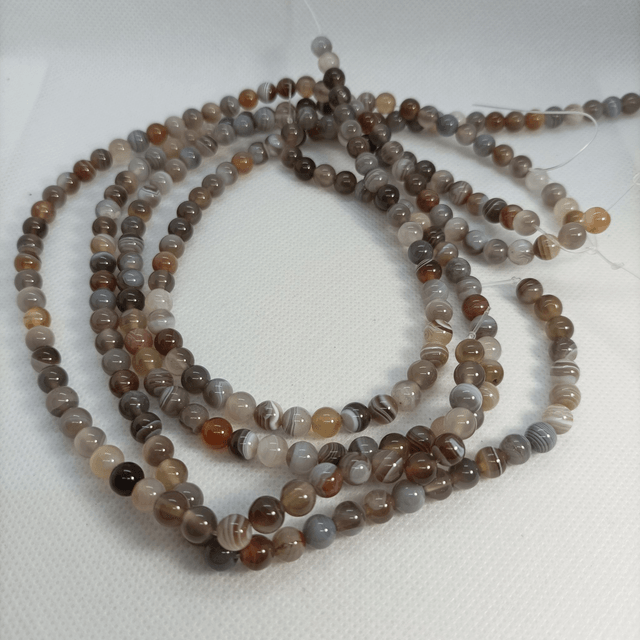 Agate de Botswana / Fil de Perles en 6 mm / Boules en Pierres Naturelles Rondes et Polies