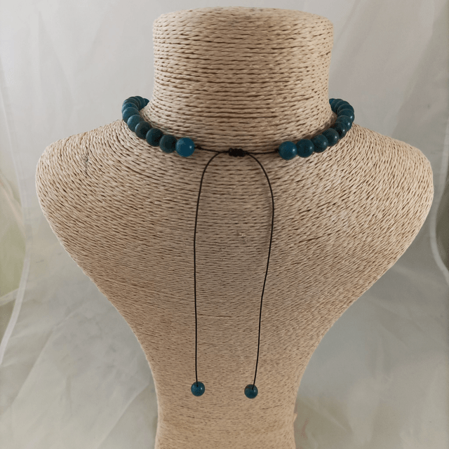 Apatite Bleue / Collier de Perles en 8 mm / Boules en Pierres Naturelles Rondes et Polies