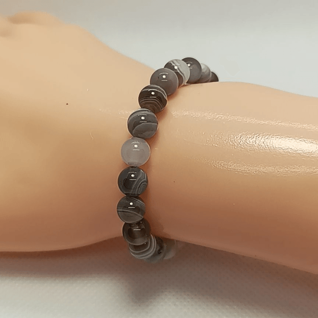 Agate de Botswana / Bracelet Boules de 6 mm / Rondes et Polies en Pierres Naturelles 