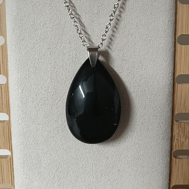 Obsidienne Noire / Oeil Céleste / Pendentif Goutte