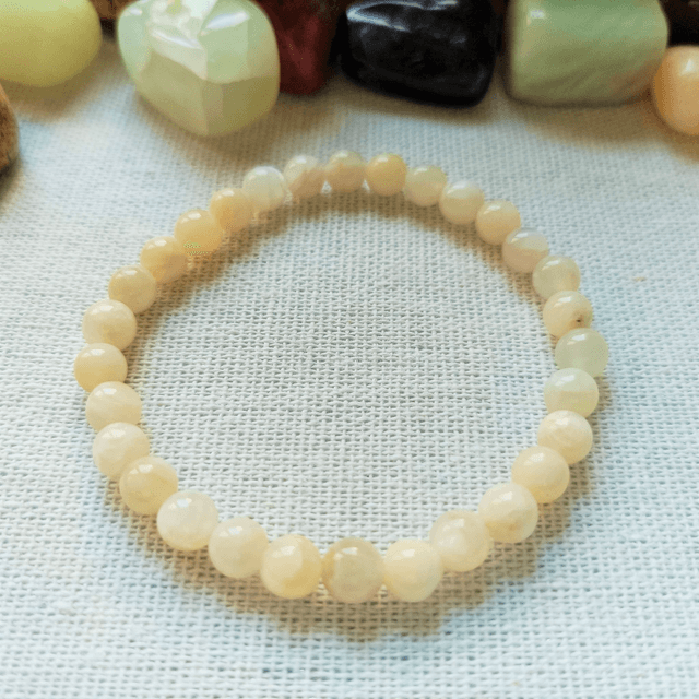 Pierre de Lune Blanche Fumée / Bracelet Boules de 6 mm / Rondes et Polies en Pierres Naturelles