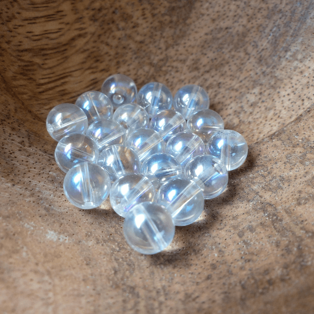 Cristal de Quartz Aqua Aura Blanc Perles Rondes Polies - A l'unité