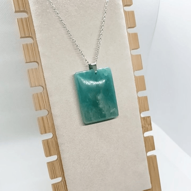 Amazonite / Pendentif Rectangle / Pierre Naturelle Plate