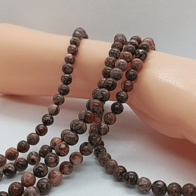 Jaspe Léopard / Fil de Perles en 6 mm / Boules en Pierres Naturelles Rondes et Polies