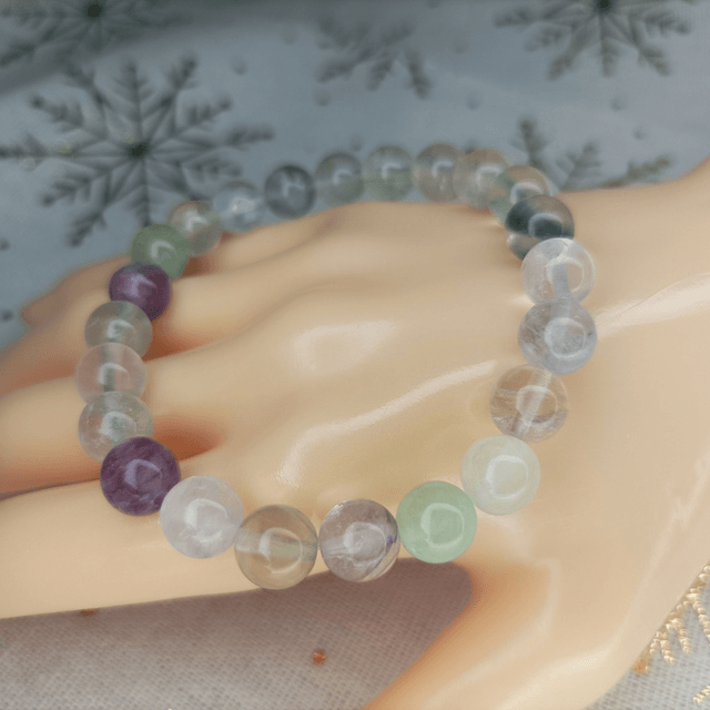 Fluorite / Bracelet Boules de 8 mm / Rondes et Polies en Pierres Naturelles