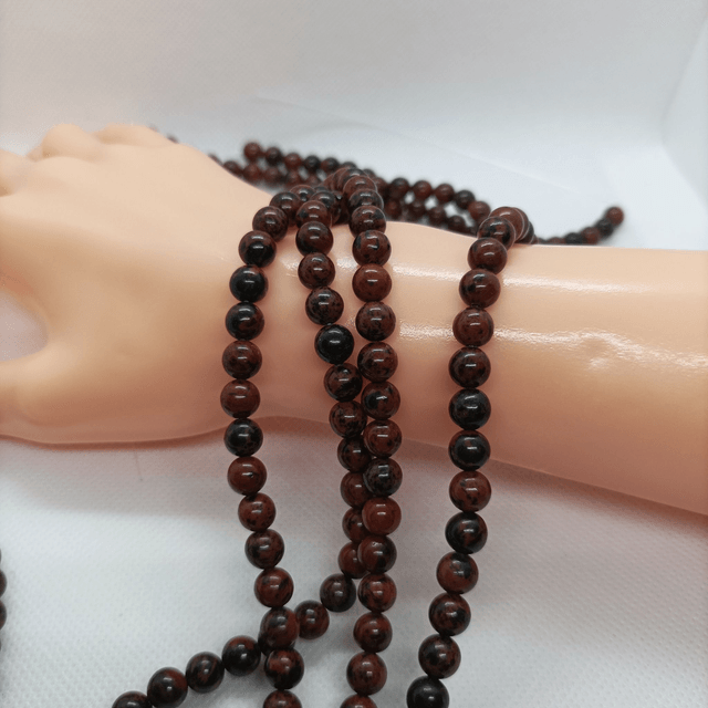 Obsidienne Acajou / Fil de Perles en 6 mm / Boules en Pierres Naturelles Rondes et Polies