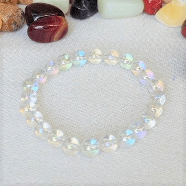 Cristal de Roche / Bracelet Boules de 8 mm / Rondes et Polies en Pierres Naturelles