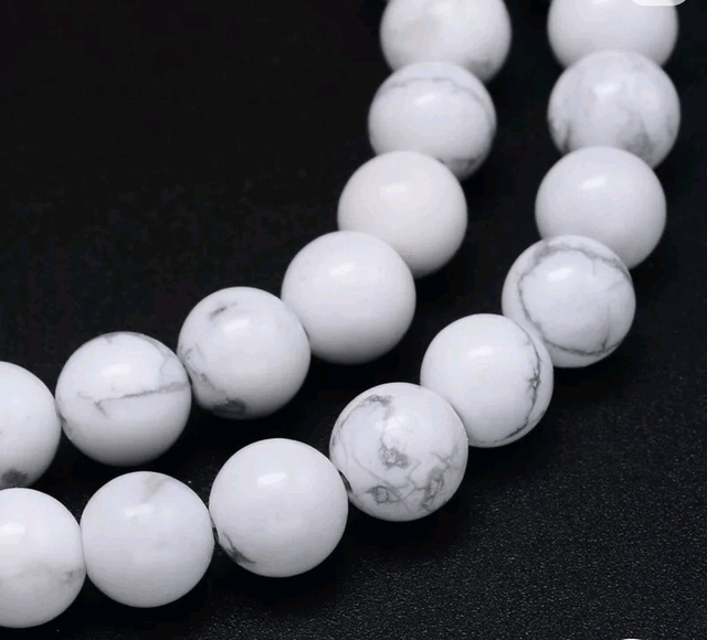 Howlite Perles Rondes Polies - A l'unité