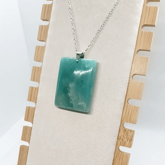 Amazonite / Pendentif Rectangle / Pierre Naturelle Plate