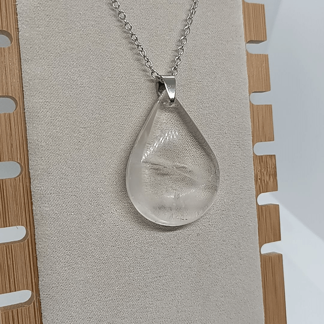 Cristal de Roche / Pendentif Goutte / Pierre Plate 