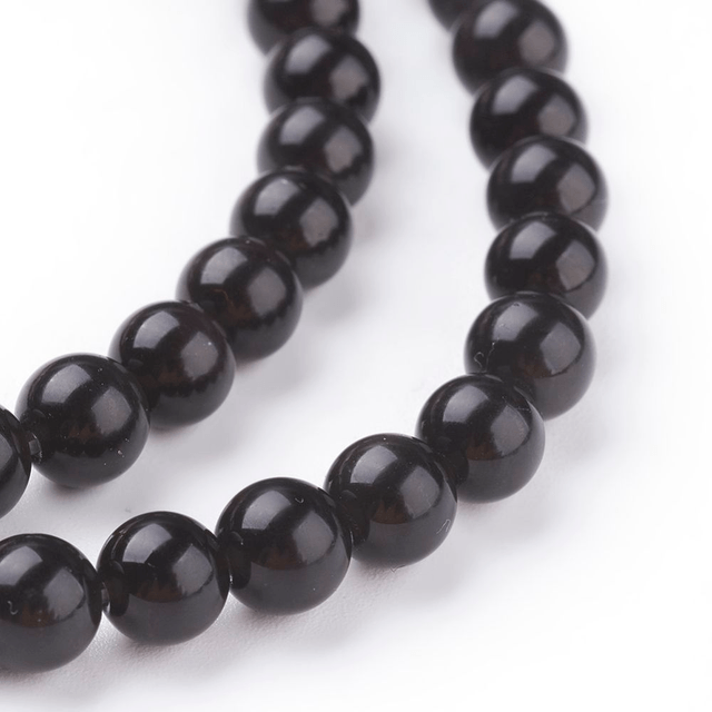 Obsidienne Noire Perles Rondes Polies - A l'unité