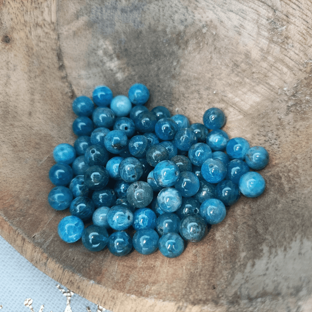 Apatite Bleue / Perle de 6 mm à l'unité / Pierres Naturelles Rondes et Polies