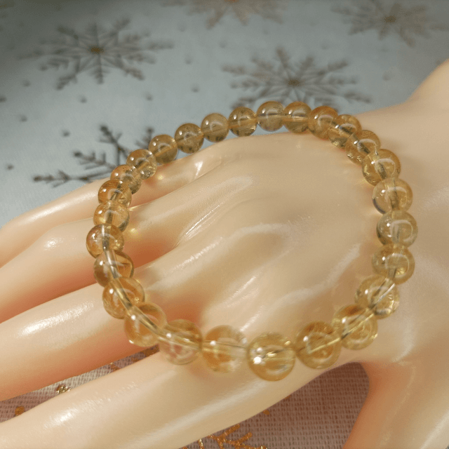 Améthyste Jaune/ Bracelet Boules de 6 mm / Rondes et Polies en Pierres Naturelles
