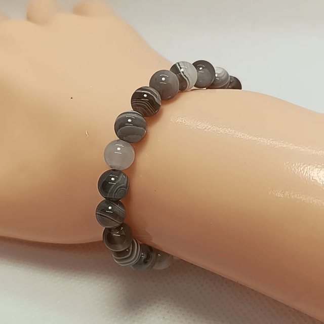 Agate de Botswana / Bracelet Boules de 6 mm / Rondes et Polies en Pierres Naturelles 