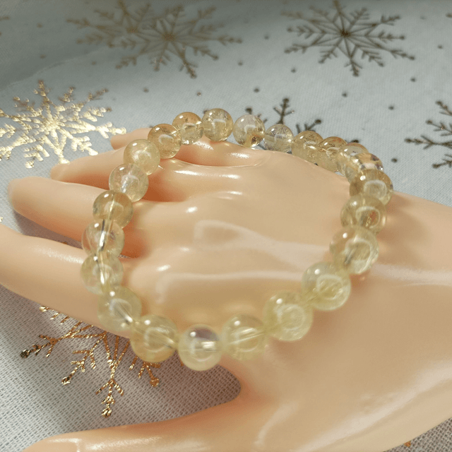 Améthyste Jaune/ Bracelet Boules de 8 mm / Rondes et Polies en Pierres Naturelles