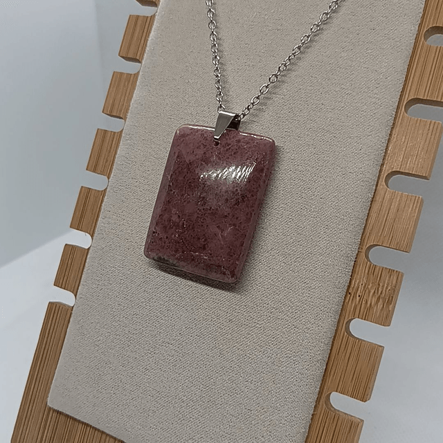 Rhodonite Marbrée / Pendentif Rectangle / Pierre Plate