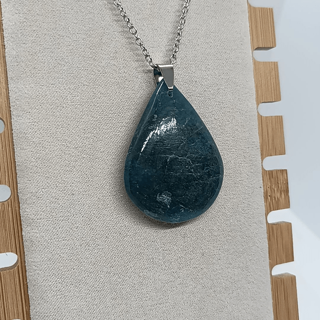 Apatite Bleue / Pendentif Goutte / Pierre Naturelle Plate