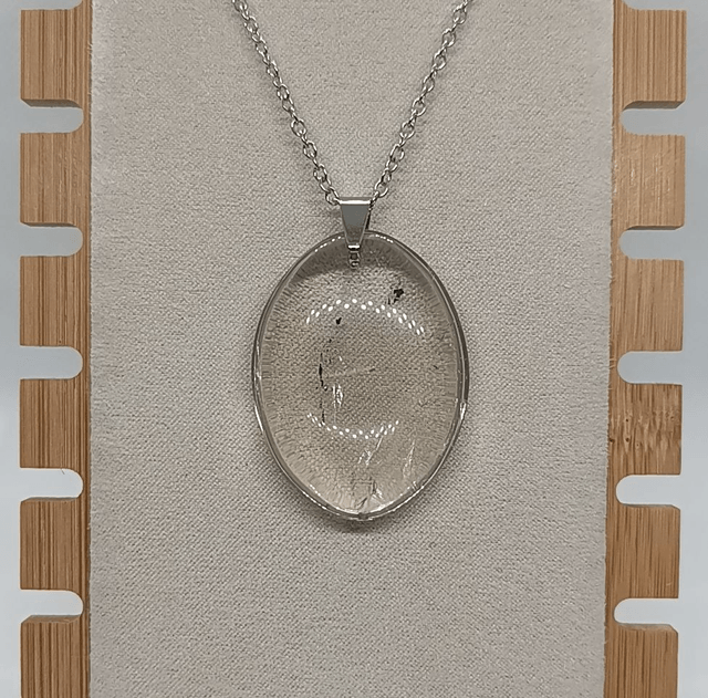 Cristal de Roche / Pendentif Ovale / Pierre Plate 