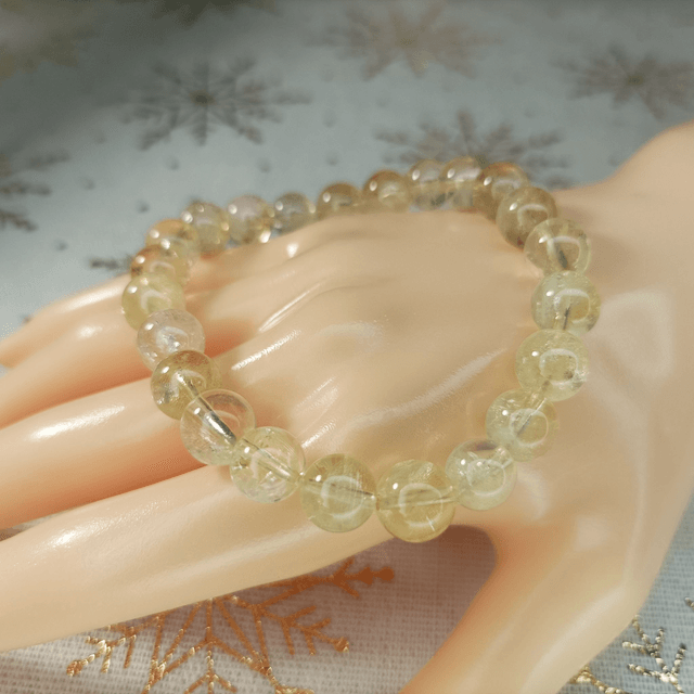 Améthyste Jaune/ Bracelet Boules de 8 mm / Rondes et Polies en Pierres Naturelles