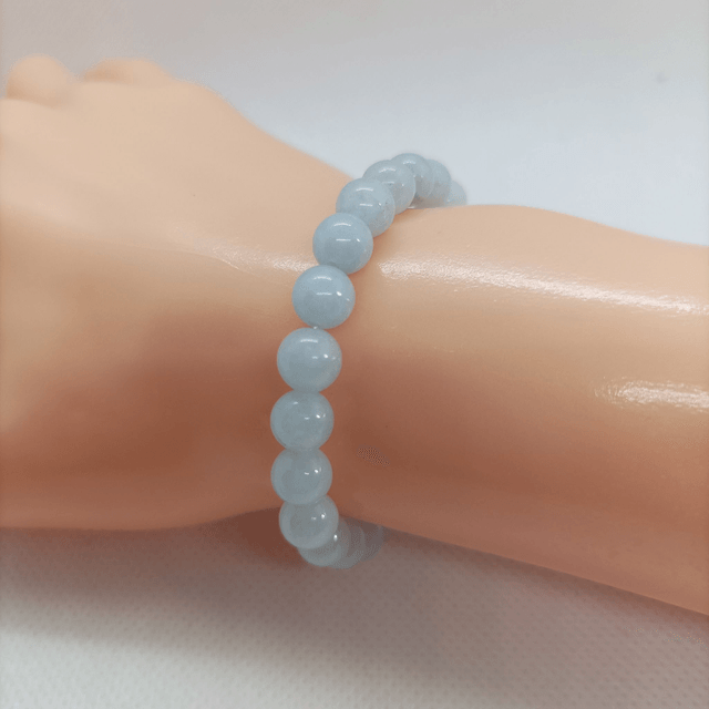 Aigue Marine / Bracelet Boules de 6 mm / Rondes et Polies en Pierres Naturelles