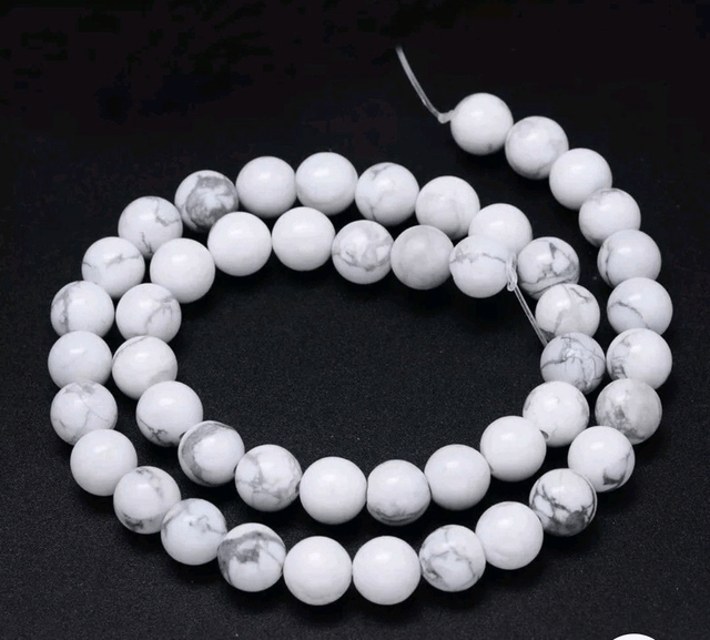 Howlite Perles Rondes Polies - A l'unité