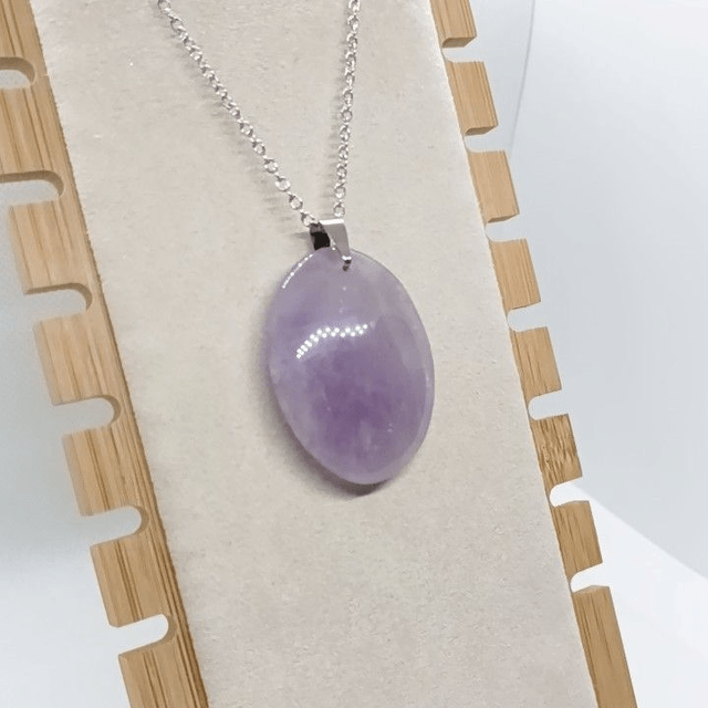 Améthyste / Pendentif Ovale / Pierre Plate