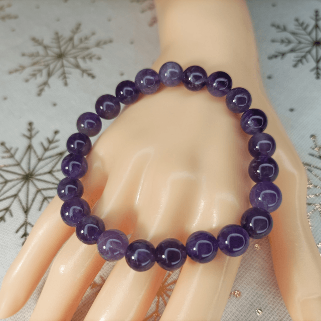 Améthyste Violette / Bracelet Boules de 6 mm / Rondes et Polies en Pierres Naturelles