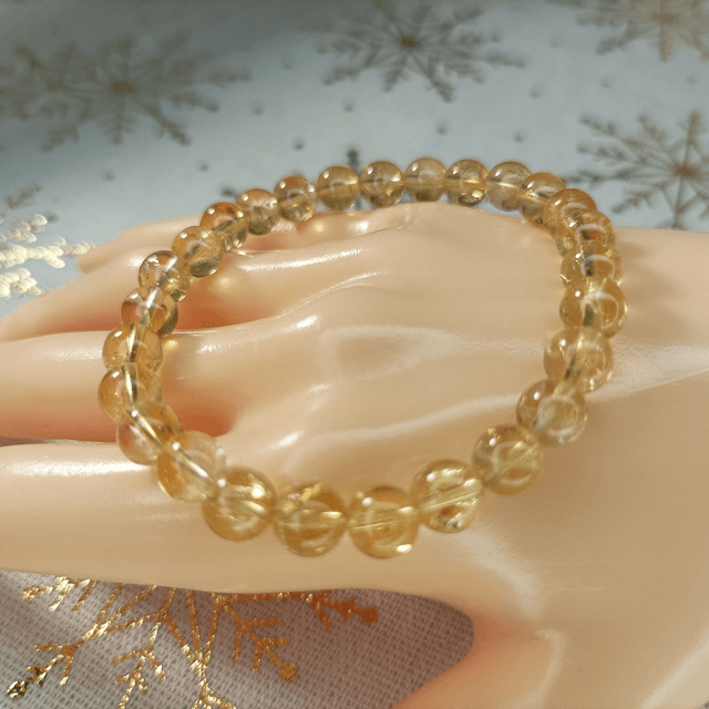Améthyste Jaune/ Bracelet Boules de 6 mm / Rondes et Polies en Pierres Naturelles