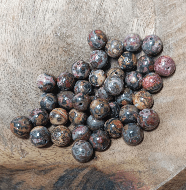 Jaspe Léopard / Boule de 8 mm à l'unité / Pierres Naturelles Rondes et Polies