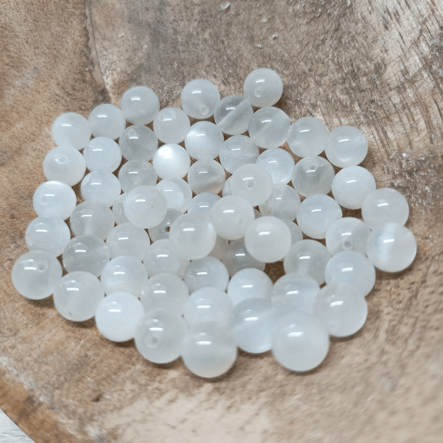 Pierre de Lune Blanche Fumée / Boule de 8 mm à l'unité / Pierres Naturelles Rondes et Polies