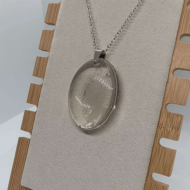 Cristal de Roche / Pendentif Ovale / Pierre Plate 