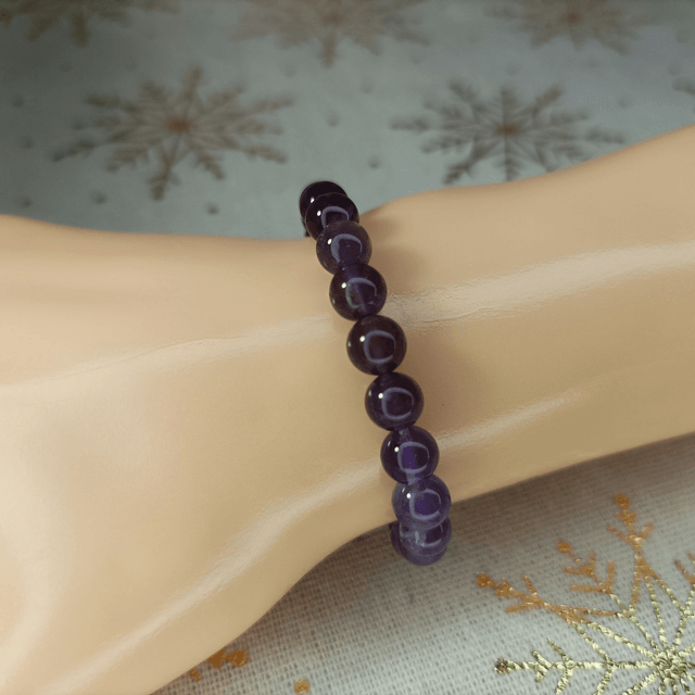 Améthyste Violette / Bracelet Boules de 6 mm / Rondes et Polies en Pierres Naturelles