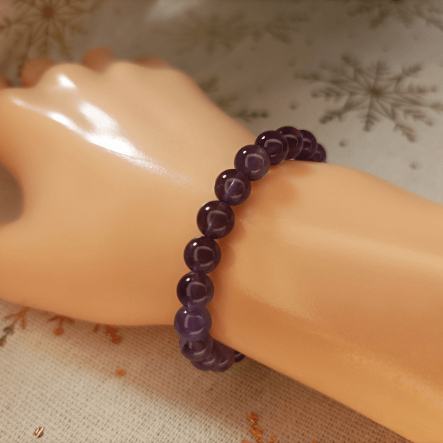 Améthyste Violette / Bracelet Boules de 6 mm / Rondes et Polies en Pierres Naturelles