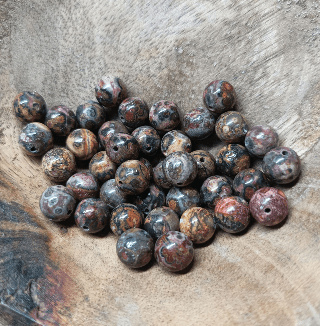 Jaspe Léopard / Boule de 8 mm à l'unité / Pierres Naturelles Rondes et Polies