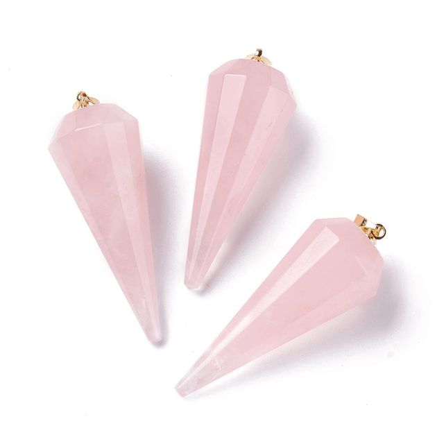 Quartz Rose Facetté en cône - Pendule Radiesthésie.