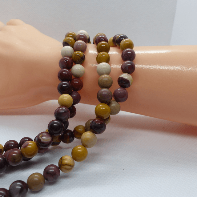 Jaspe Mokaite Perles Rondes Polies - Fil Complet