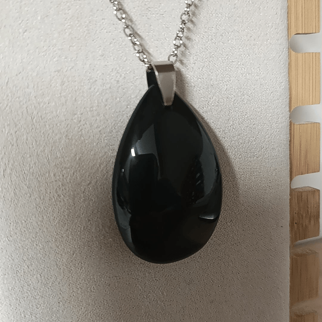 Obsidienne Noire / Oeil Céleste / Pendentif Goutte