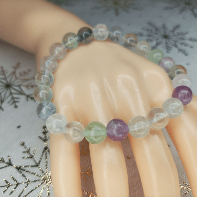 Fluorite / Bracelet Boules de 8 mm / Rondes et Polies en Pierres Naturelles