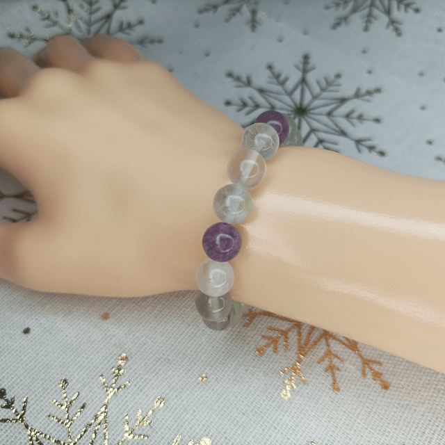 Fluorite / Bracelet Boules de 8 mm / Rondes et Polies en Pierres Naturelles