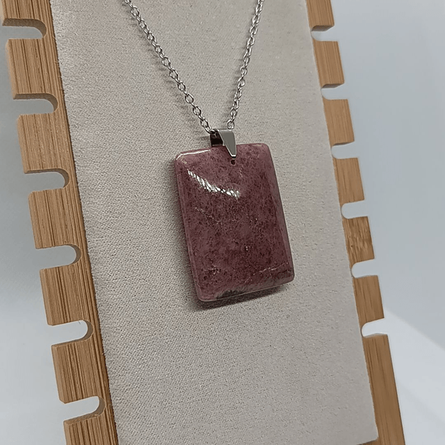 Rhodonite Marbrée / Pendentif Rectangle / Pierre Plate