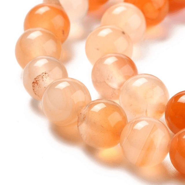 Cornaline Perles Rondes Polies - Fil Complet